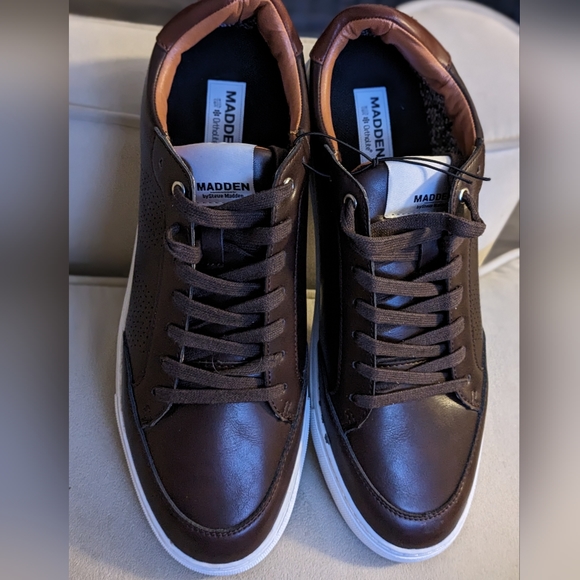 NWOB Madden by Steve Madden Leather Lace up Brown Sneakers Men's 10 - Picture 5 of 7